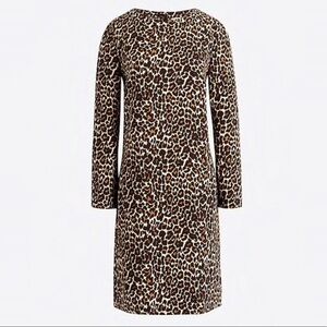 J. CREW NWT Crepe Shift Dress In Cat Leopard Print Size 4